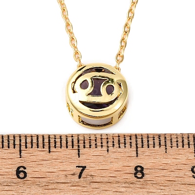 Brass Pave Cubic Zirconia Birth Stone Constellation Pendant Cable Chain Necklaces LS-NJEW-D334-01G-12-1
