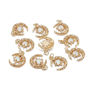 Brass Micro Pave Clear Cubic Zirconia Glass Pendants X-ZIRC-C024-06G-03-1