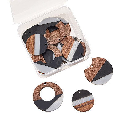 Tri-color Resin & Wood Pendants RESI-CJ0001-15-1