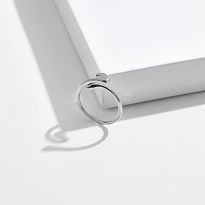 Anti-Tarnish Rhodium Plated 925 Sterling Silver Cuff Rings RJEW-BB56107-1