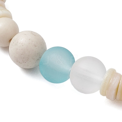 2Pcs 2 Styles Bohemia Style Natural Fossil & Freshwater Shell & Glass Beads Stretch Bracelets for Women BJEW-JB11865-1