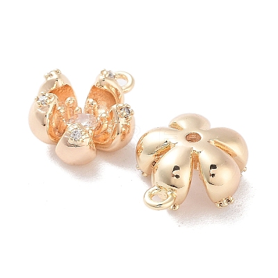 Brass Micro Pave Cubic Zirconia Charms KK-F871-34G-1