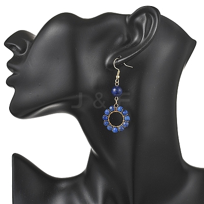 304 Stainless Steel Round Dangle Earrings EJEW-JE06786-1