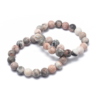 Natural Zebra Jasper Bead Stretch Bracelets BJEW-K212-B-035-1