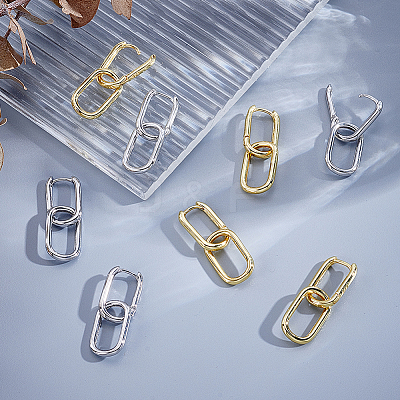 4 Pairs 2 Colors Brass Hoop Earrings EJEW-PH0001-48-1