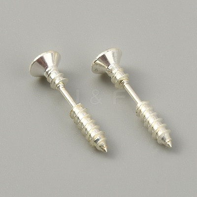 304 Stainless Steel Screw Shape Front Back Stud Earrings STAS-WH0061-23S-1
