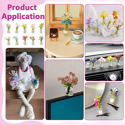 20Pcs 10 Colors Luminous Resin Flower Display Decorations DJEW-PH0001-78-1