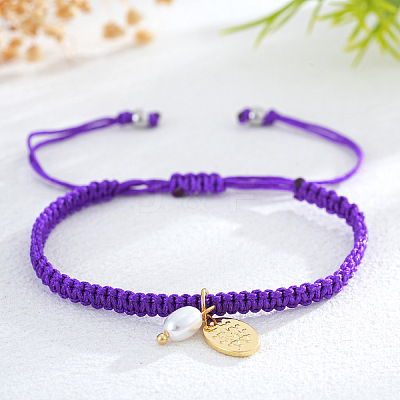 Brass & Imitation Pearl Charm Bracelets PJ9657-2-1