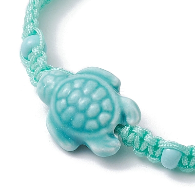 4Pcs 4 Color Porcelain Tortoise Braided Bead Bracelets Set BJEW-JB10058-1