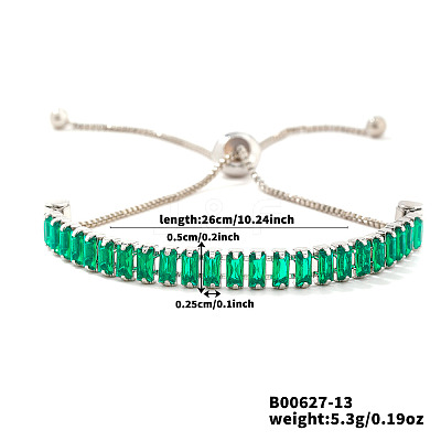 Adjustable Brass Pave Cubic Zirconia Slider Bracelets YT3648-3-1