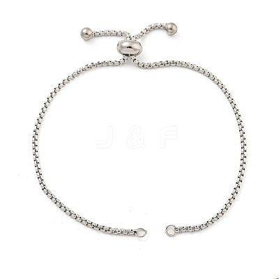 Non-Tarnish 304 Stainless Steel Box Chain Slider Bracelet Makings STAS-P360-03P-1