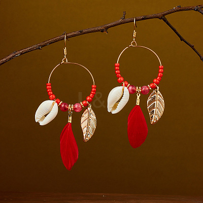 Ring with Leaf Zinc Alloy Acrylic Dangle Earrings FS-WGF3871-01-1