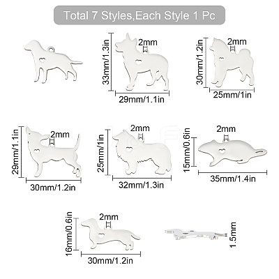 304 Stainless Steel Pendants STAS-SC0001-64P-1