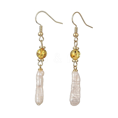 Natural Amber & Baroque Pearl Keshi Pearl Dangle Earrings EJEW-JE07360-02-1