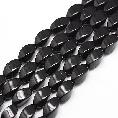 Natural Black Onyx Beads Strands G-P161-07-12x6mm-1