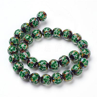 Handmade Inner Flower Lampwork Beads Strands LAMP-L072-B06-1