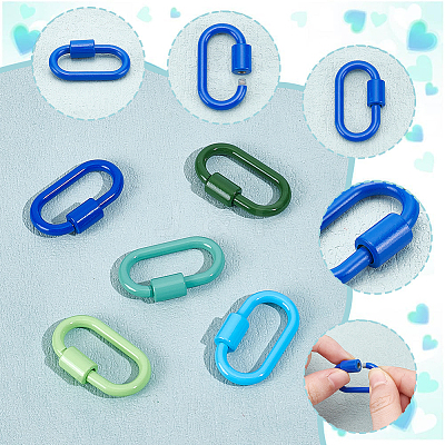 5Pcs 5 Styles Baking Paint Alloy Screw Locking Carabiners FIND-DR0002-37-1