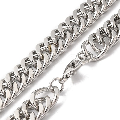 Iron Cuban Link Chain Necklaces for Women Men NJEW-A028-01C-P-1