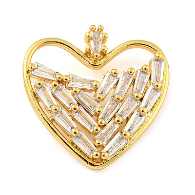 Rack Plating Brass Micro Pave Cubic Zirconia Pendants KK-C044-19G-1