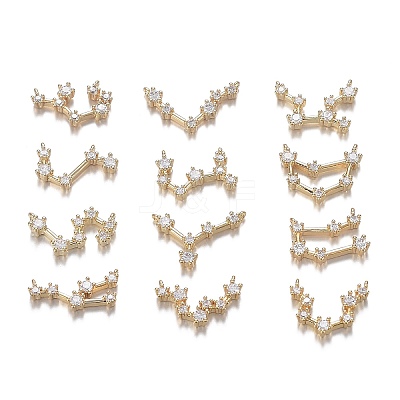 Brass Micro Clear Cubic Zirconia Pendants ZIRC-F120-019G-1