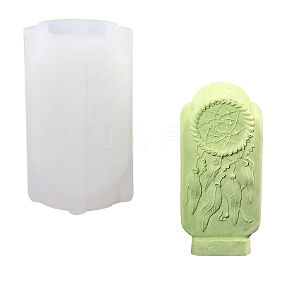 Woven Net/Web with Feather Tablet Scented Candle Food Grade Silicone Molds PW-WG98076-01-1