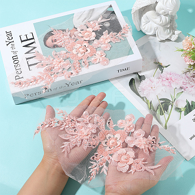 Flower Gauze & Sequin Embroidery Ornament Accessories DIY-WH20081-002B-1