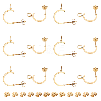 6 Pair 304 Stainless Steel Stud Earring Findings STAS-DC0006-90-1