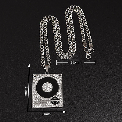 Alloy Crystal Rhinestone Enamel Turntable Pendant Necklaces for Unisex WG71EF5-02-1