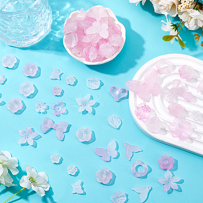 10Sets 200G Transparent Acrylic Frosted Beads FACR-HS0001-02A-1