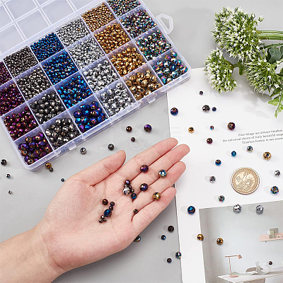 4350Pcs 24 Style Electroplate Transparent Glass Beads Strands EGLA-PH0001-27-1
