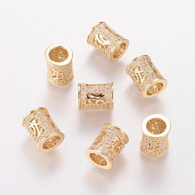 Brass Cubic Zirconia European Beads ZIRC-F001-76G-1