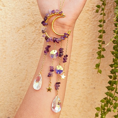 Natural Amethyst Chip Hanging Suncatcher Pendant Decoration PW23041153138-1