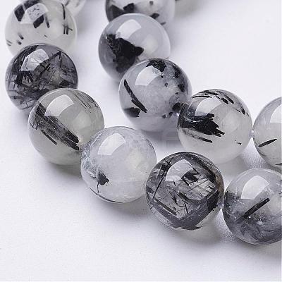 Natural Black Rutilated Quartz Beads Strands G-D295-10mm-1