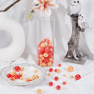 150Pcs 4 Styles ABS Plastic Imitation Pearl Beads OACR-SP0001-68-1