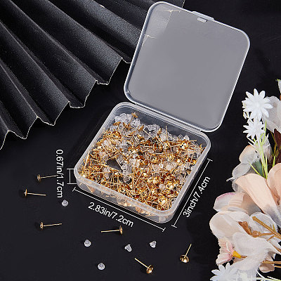 200Pcs 304 Stainless Steel Stud Earring Findings STAS-BBC0001-70-1
