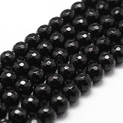 Natural Dyed & Heated Black Onyx Beads Strands G-D840-22-8mm-1