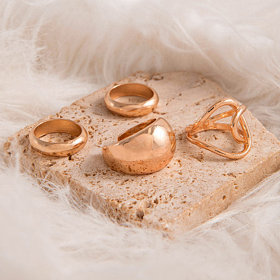 4Pcs Alloy Finger Rings Sets WG7802C-18-1
