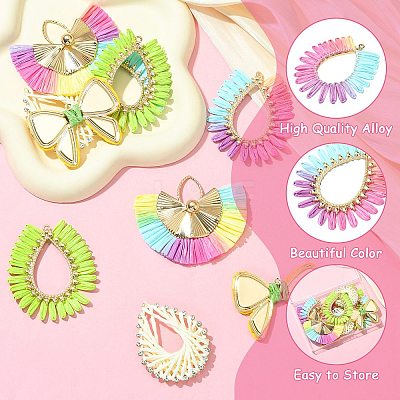 10Pcs 5 Styles Alloy with Paper Pendants FIND-CJ0004-51-1