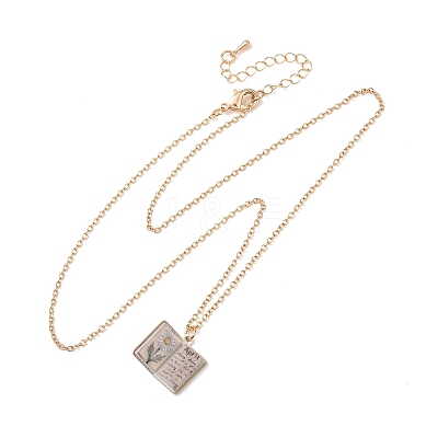 Brass Enamel Book Pendant Necklaces for Women KK-CBAF5B9-01G-04-1