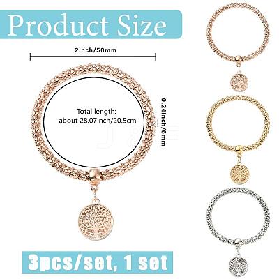 3Pcs 3 Colors Zinc Alloy Charm Bracelets BJEW-SC0001-56-1