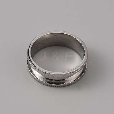 201 Stainless Steel Grooved Finger Ring Settings STAS-WH0027-26F-P-1
