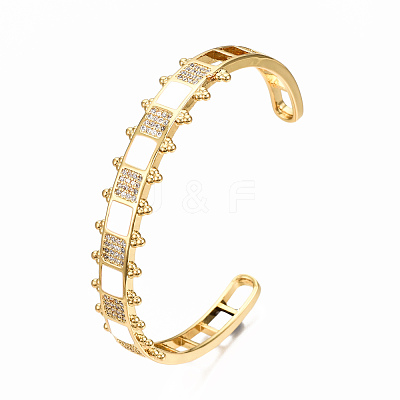 Brass Micro Pave Clear Cubic Zirconia Cuff Bangles BJEW-N302-006H-NF-1