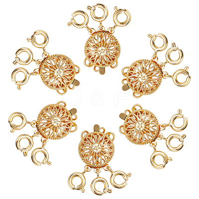 3-Strand 6-Hole Brass Box Clasps FIND-SC0003-31G-1