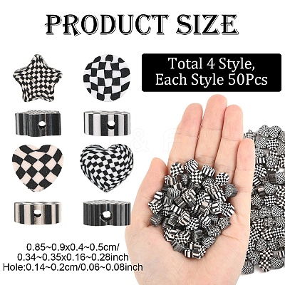 200Pcs 4 Styles Handmade Polymer Clay Bead CLAY-YW0002-47-1