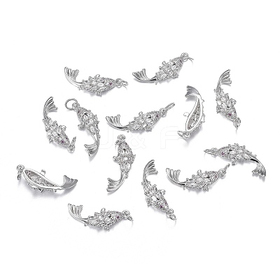 Brass Micro Clear Cubic Zirconia Pendants ZIRC-F120-044P-1