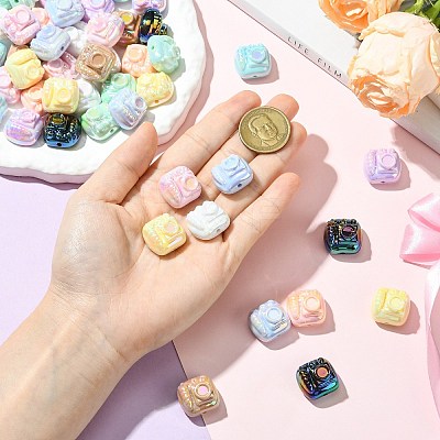 50Pcs 10 Colors UV Plating Opaque Acrylic Beads PACR-CJ0001-47-1