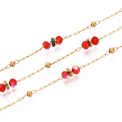 Handmade Glass Round Link Chains CHS-T006-31G-1