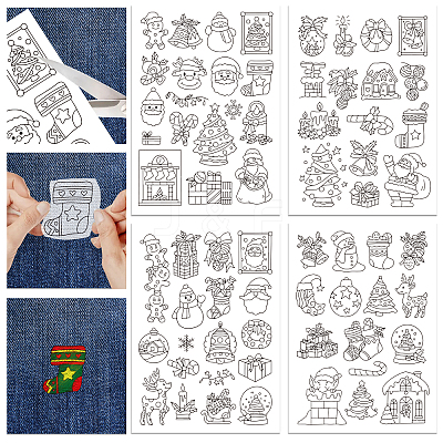 4 Sheets 11.6x8.2 Inch Stick and Stitch Embroidery Patterns DIY-WH0455-008-1