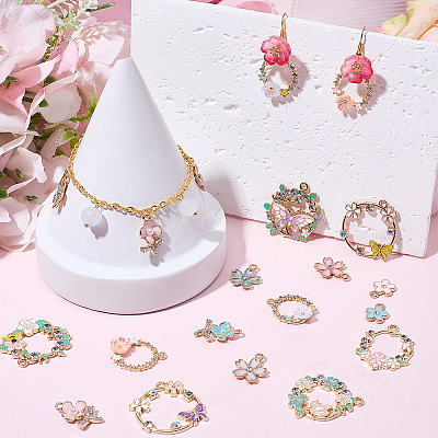 30Pcs 15 Styles Rack Plating Alloy Enamel Pendants FIND-SC0021-88-1