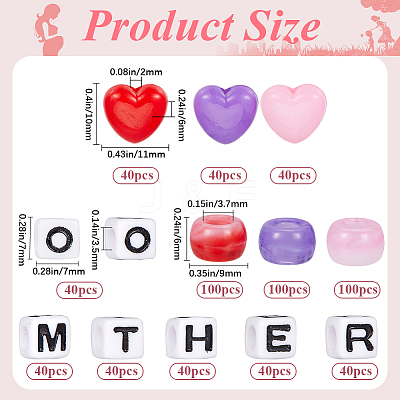 Mother's Day Theme Opaque Acrylic Beads Kits MACR-SP0001-40-1